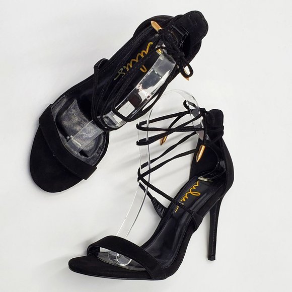 Lulu's Black Ankle Wrap-Around Stilettos - Picture 1 of 16